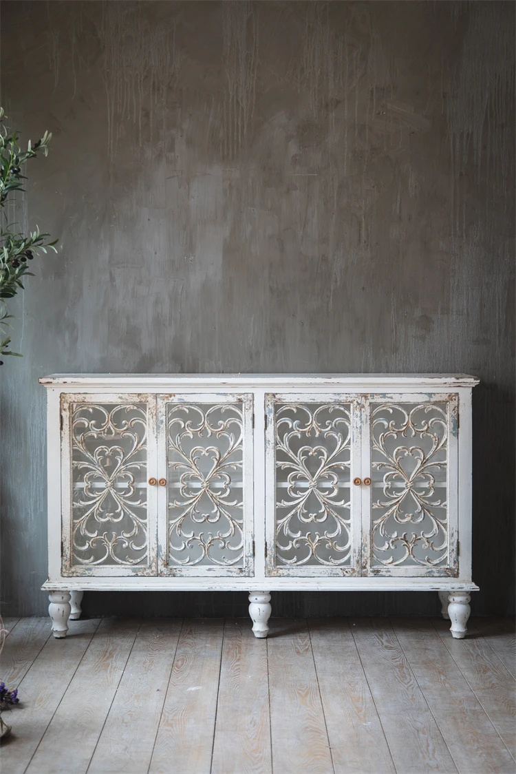 Мебель для дома в стиле фермерского Белый моющийся деревянный Буфет olid с 4
