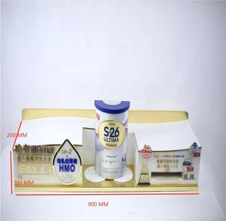 Factory Custom Low MOQ White Milk Powder Stand Counter Acrylic Displays Brand Display