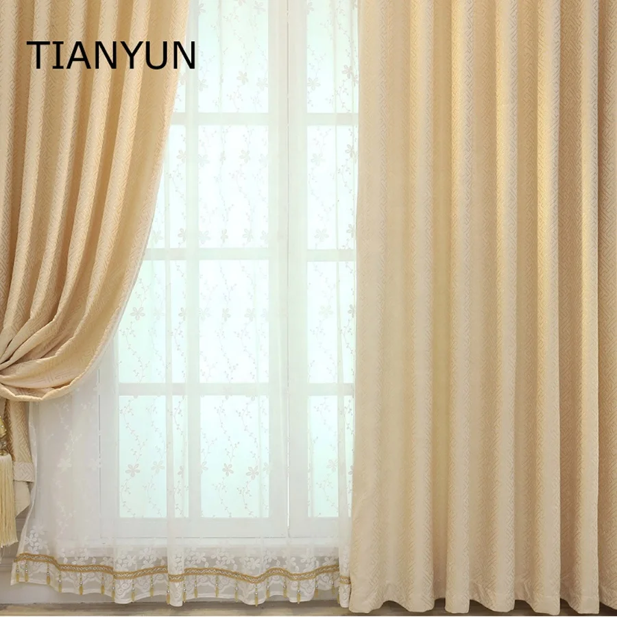 Luxury Home Textiles Elegant Bedroom Ready Made Jacquard Window Curtains