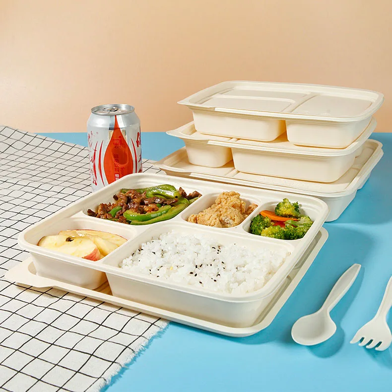 Disposable Eco Friendly Biodegradable Lunch box Take Out To Go Cornstarch Food Container With Lids for Food