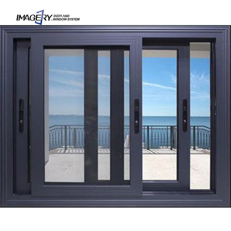 Manufacturers double glazed burglar proof soundproof design aluminum sliding black windows for house