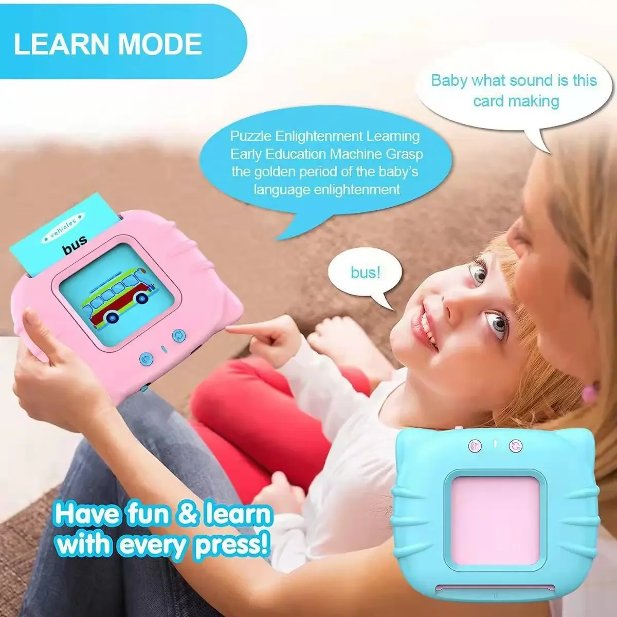 Hot Sale Children Early Education Machine Baby Audible Flash Cards English Talking Flash Cards Learning Toys