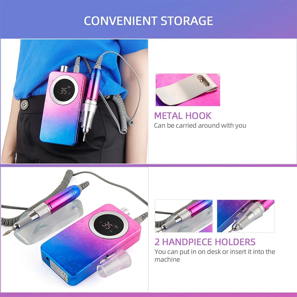 35000RPM Professional Electric Nail Drill Handle for Nail Art Equipment Multipurpose Pedicure Tool Nail Drill