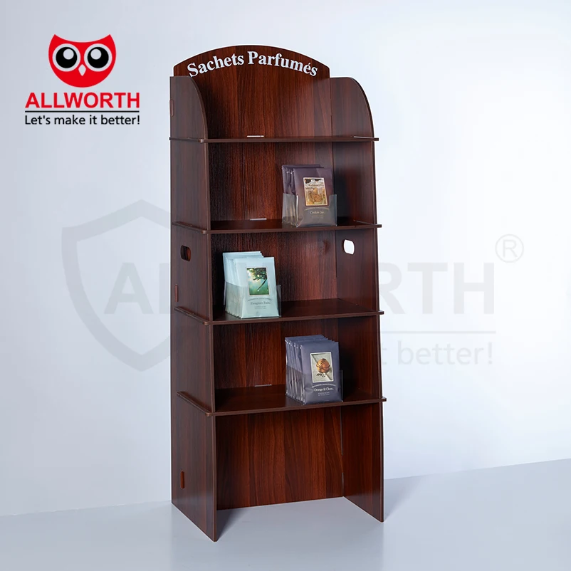 Distributor Eye Catching Adjustable Detachable With Logo Wooden Display Shelving Rack