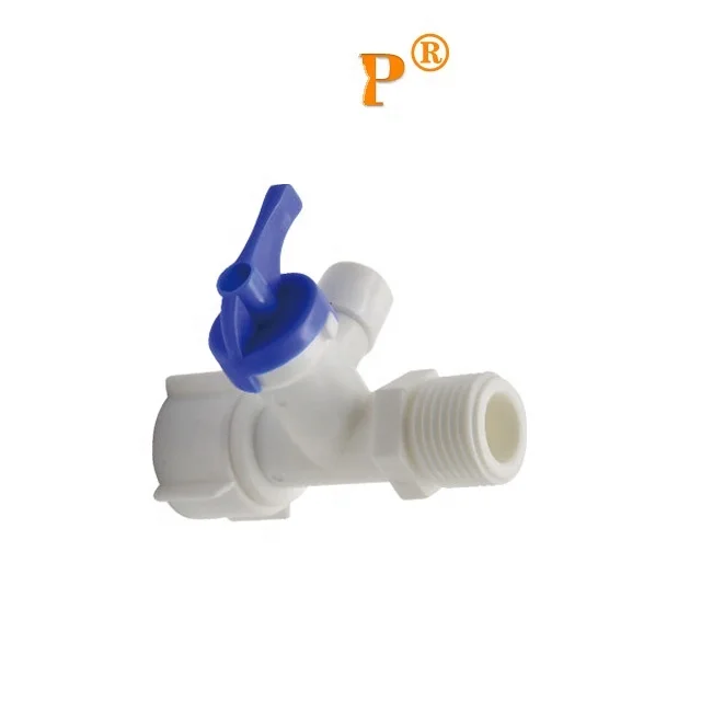 Reverse osmosis water filter rotary plastic water inlet three-way tee ball valve