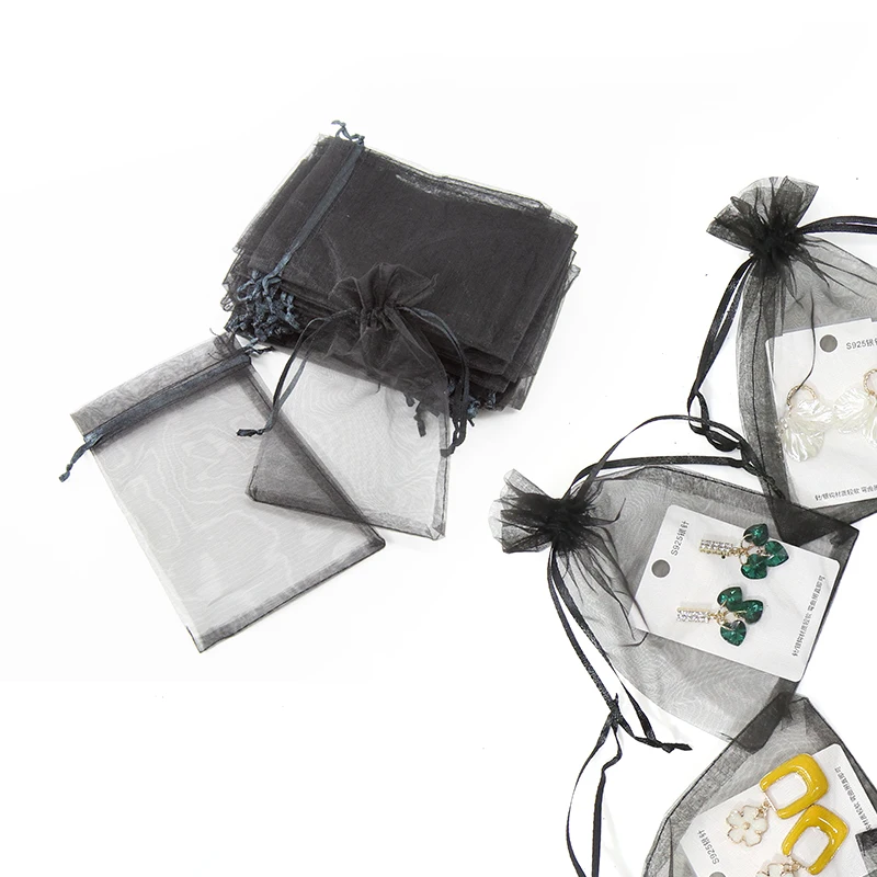 wedding custom printed logo drawstring organza pouches jewelry packaging bag  forgiftsbags