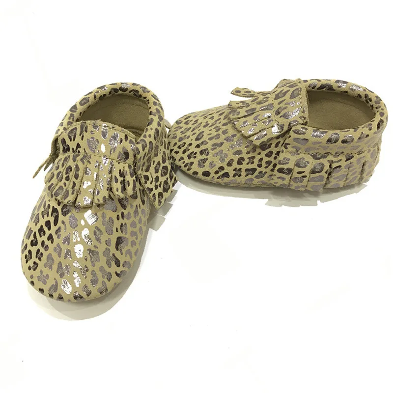 
High Quality Leopard Tassel Leather Baby Girl Shoes 
