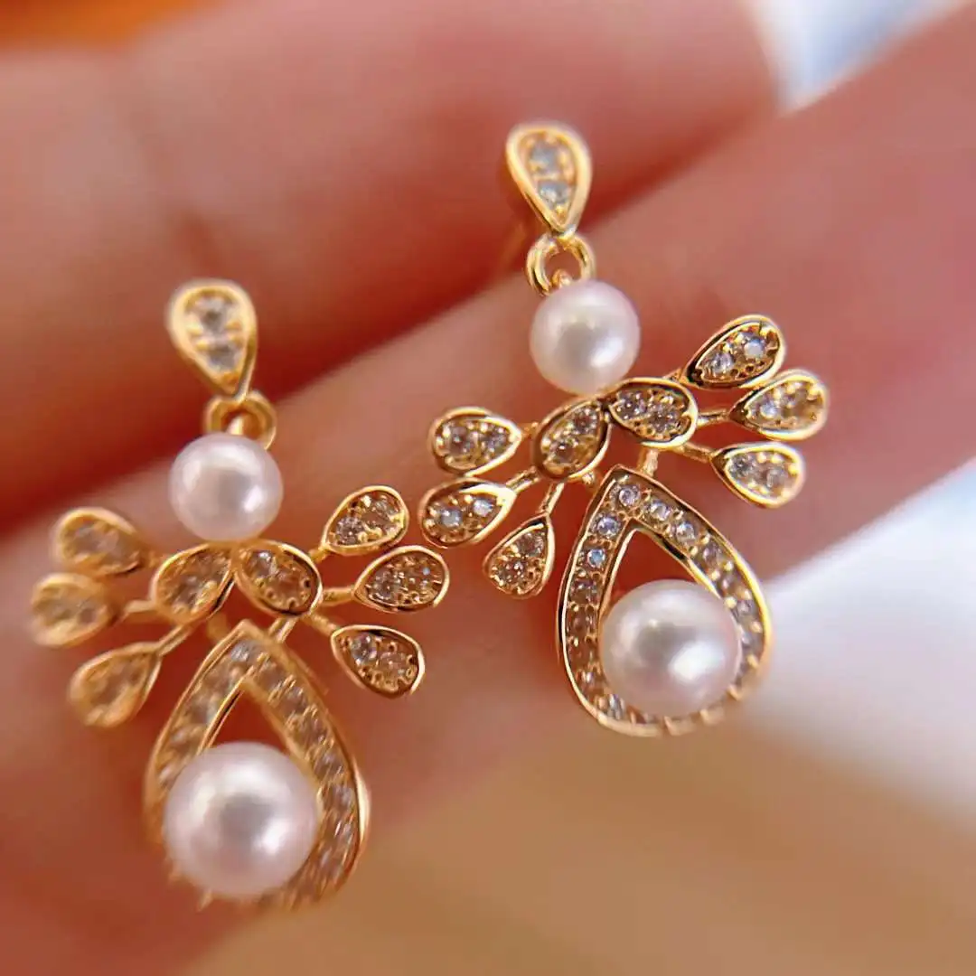 Fireworks Waterdrop Stud Earrings with 3-6mm Pearl Earrings Special Offer 925 Sterling Silver New Gold Plated Trendy Women