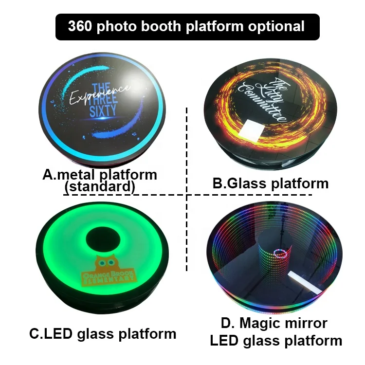 360 degre portable photo booth Fill light machine camera ipad selfie video Free accessories automatic spin 360 photo booth