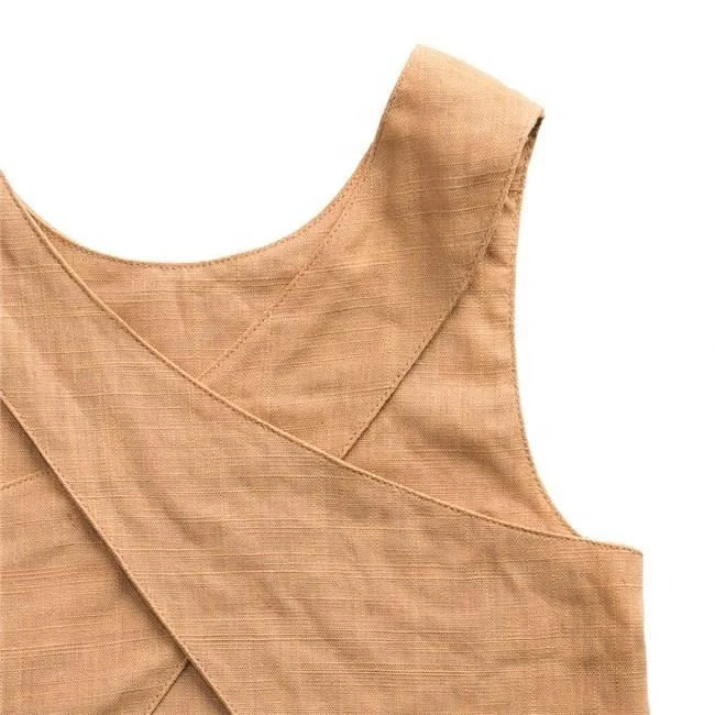 
Baby Top With Linen Fabric Children Clothes Girls Fancy Top Sleeveless Clothes 