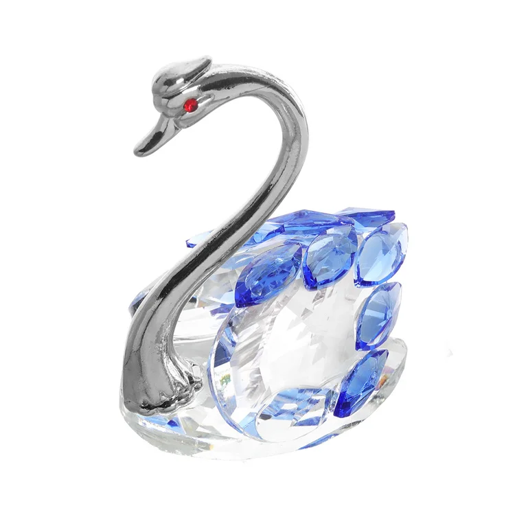 Fancy Figurine Wedding Gift Crystal Swan Wedding Favor With Gift Box with silver neck