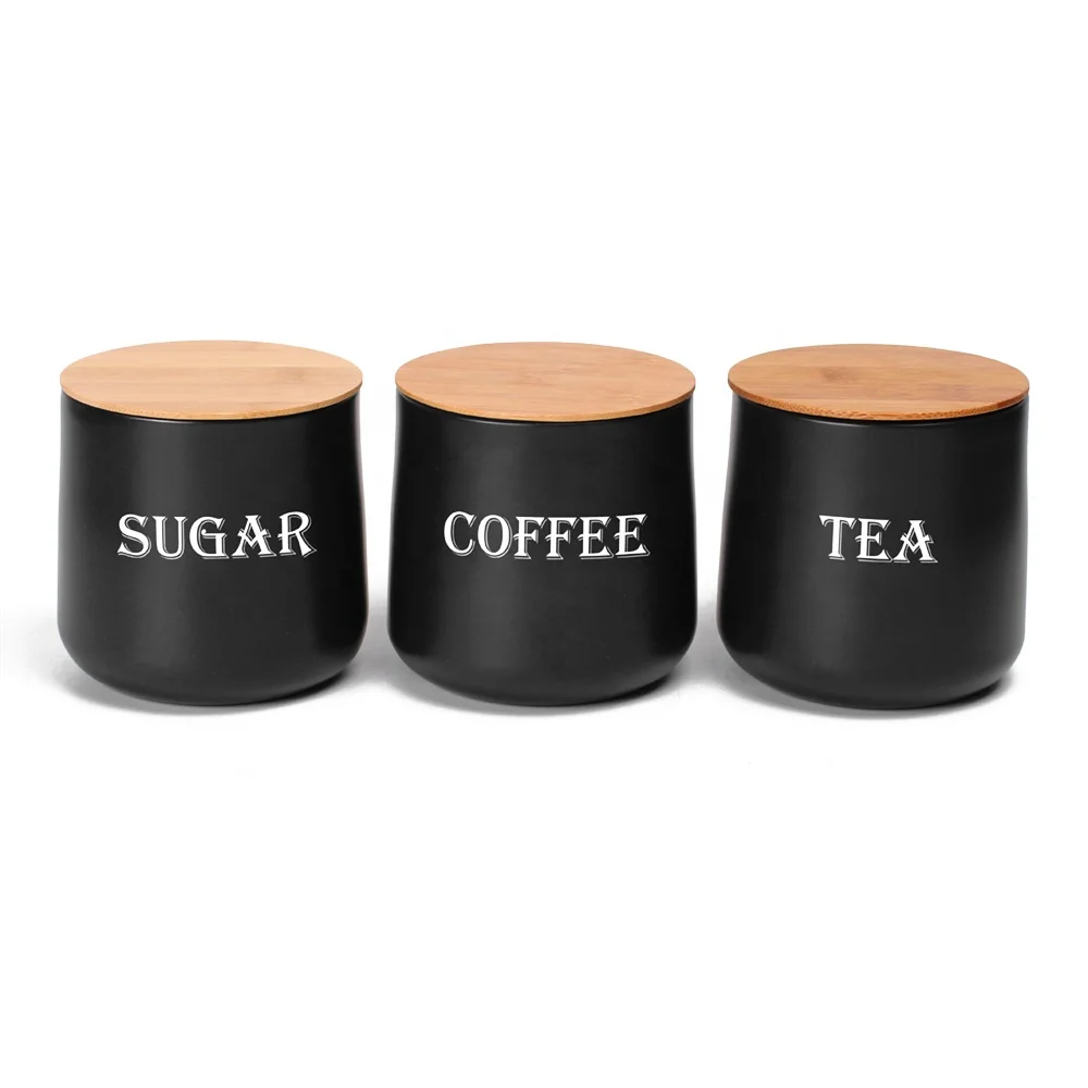 Wholesales Kitchen Counter Food Storage Tin For Sugar Coffee Tea 3PCS Canister Set Metal Food Jars