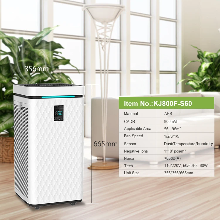 Portable Smart Commercial Air Cleaner UV H13 Hepa 14 Filter Air Washers Humidifiers Purifier with UVC for Big Home Room Areas