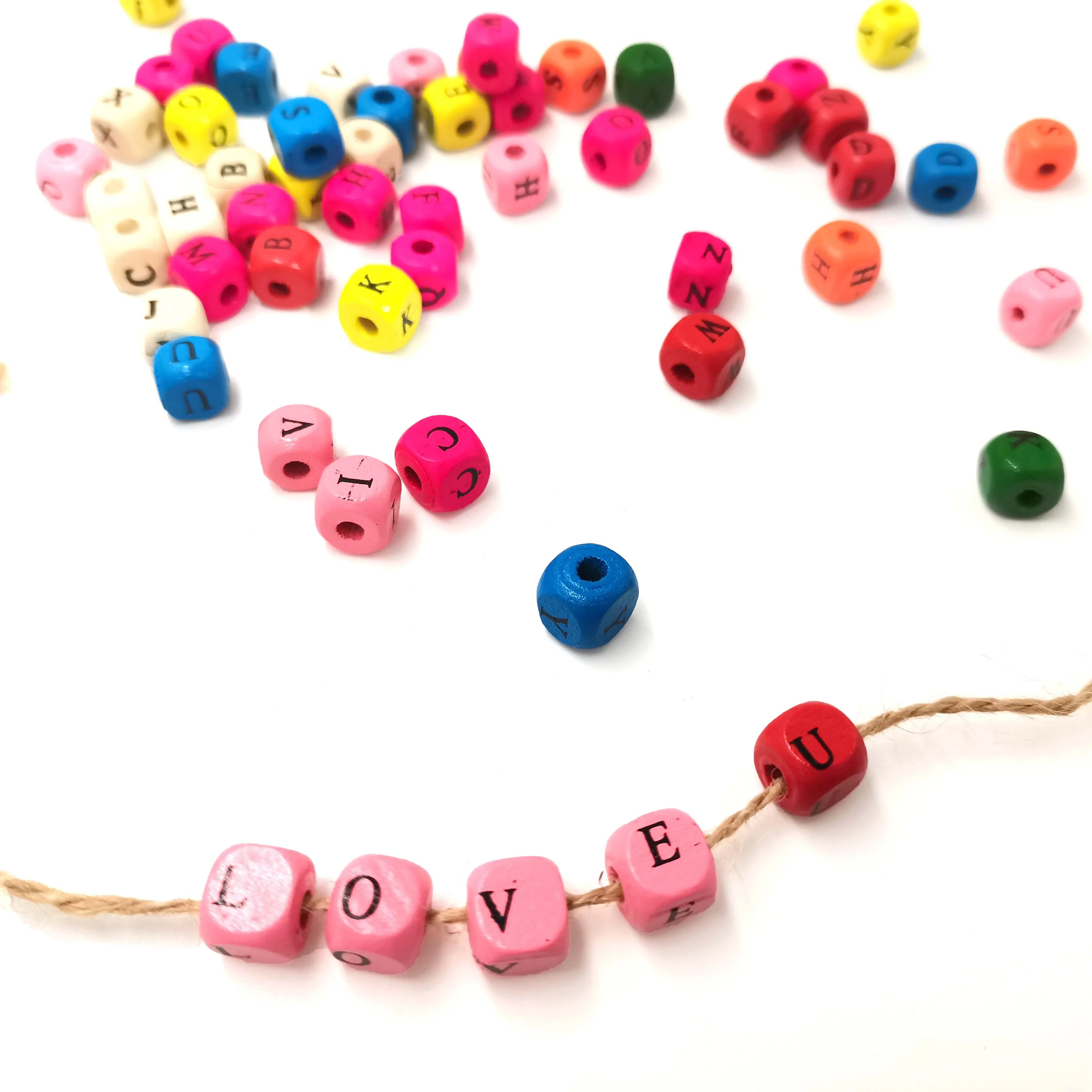 100pcs English alphabet letters colorful wood craft material for Christmas pendant