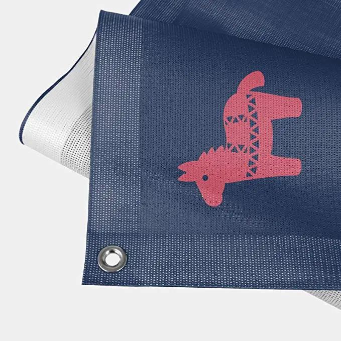 custom scrolling flex advertising hang vinyl scrim mesh fence banner with optional pvc vinyl