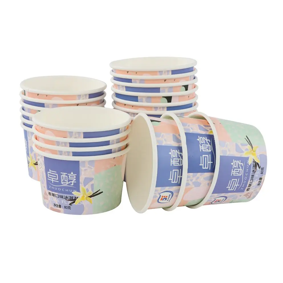 custom printed logo 3.5oz 4oz 5oz 6oz 8oz small biodegradable disposable square branded cups for ice cream and yoghurt