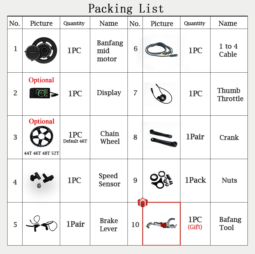 Комплект для электровелосипеда Bafang 1000 Вт BBSHD BBS03B 8fun 48 В средний приводной двигатель