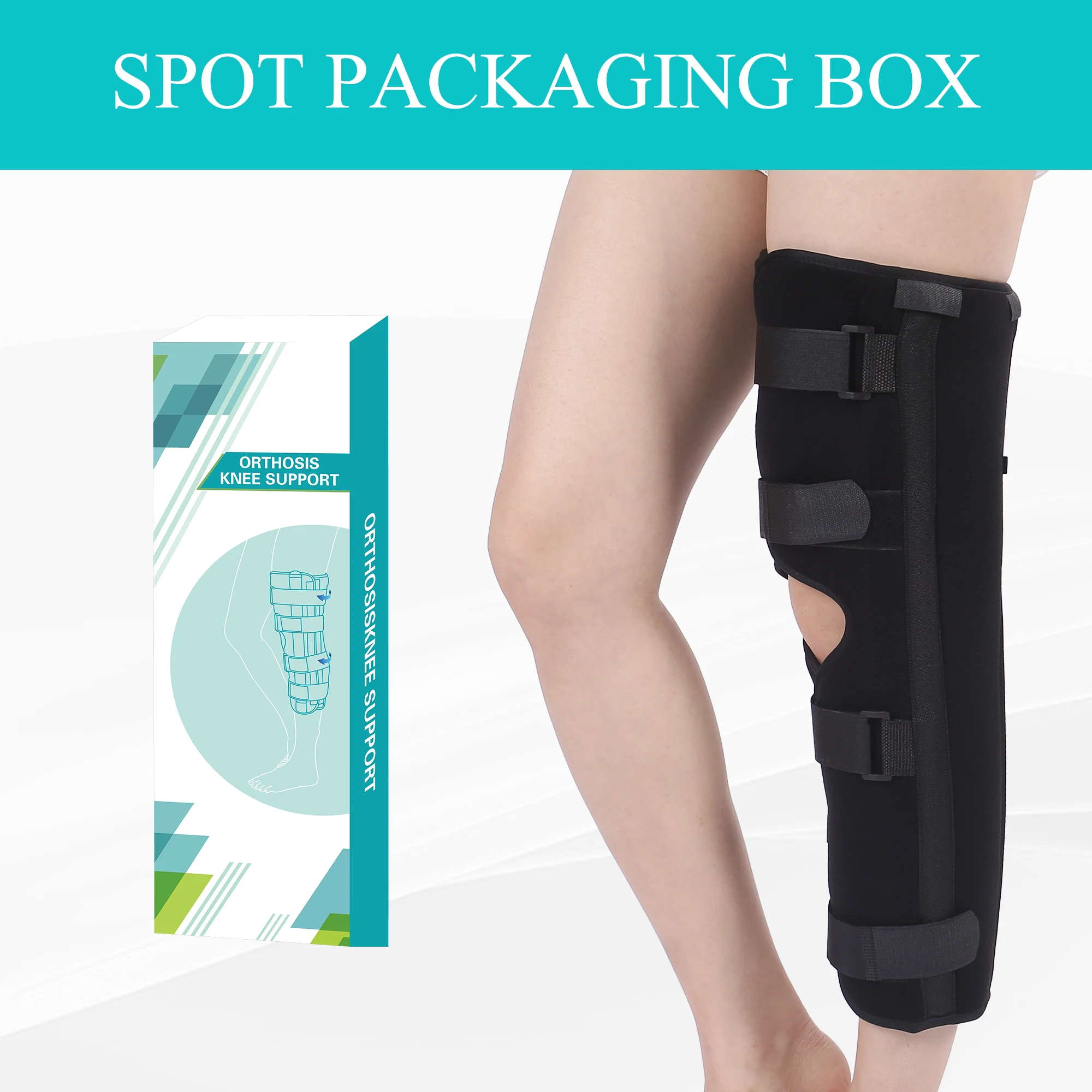 Adjustable Aluminum Knee Support with Ankle Foot Orthosis Medical Knee Brace for Fracture Treatment