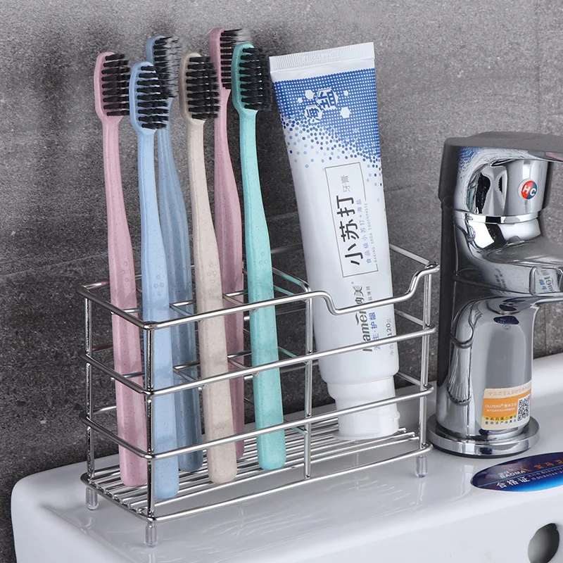 New High Quality stainless steel storage rack bathroom toothbrush holder multifunctional bathroom storage shelf rack