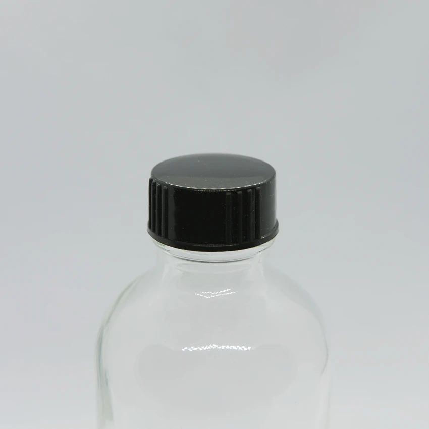 Wholesale custom Boston blue glass bottle 18/400 black green plastic screw cap in lids