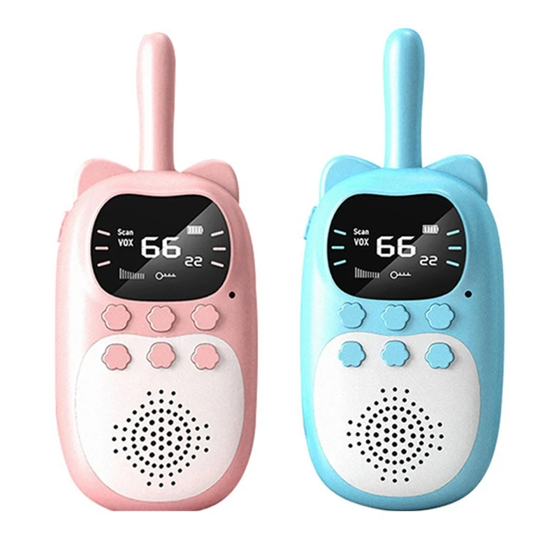 2PCS Kids Walkie Talkie Rechargeable 1000mAh Handheld 0.5W 3km Radio Transceiver Interphone for Children Toys Birthday Gifts