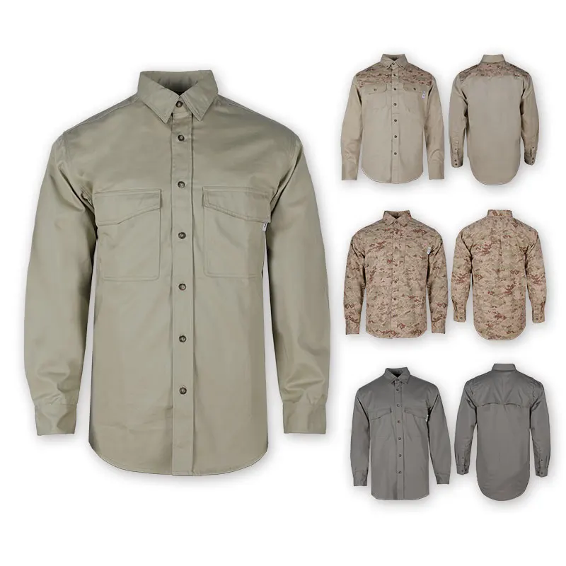 Wholesale 100% Cotton Nfpa 2112 Fire Resistant Workwear Safety Clothing Flame Retardant Long Sleeve Work Wear Fr Shirt