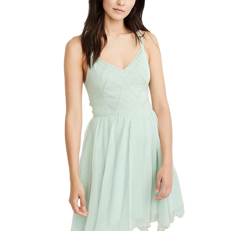 Женское платье с бисером, мятно-зеленое платье с А-образной талией, оптом, 2019