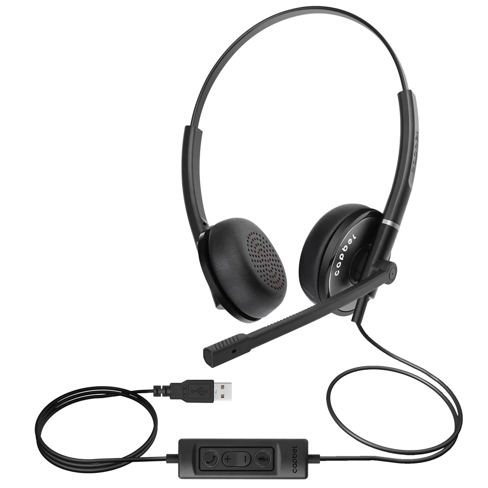 Wired USB Call Center with Noise Cancelling 360 Degree Rotatable Mic Business Commuting Headsfree Headphone for PC Home Office