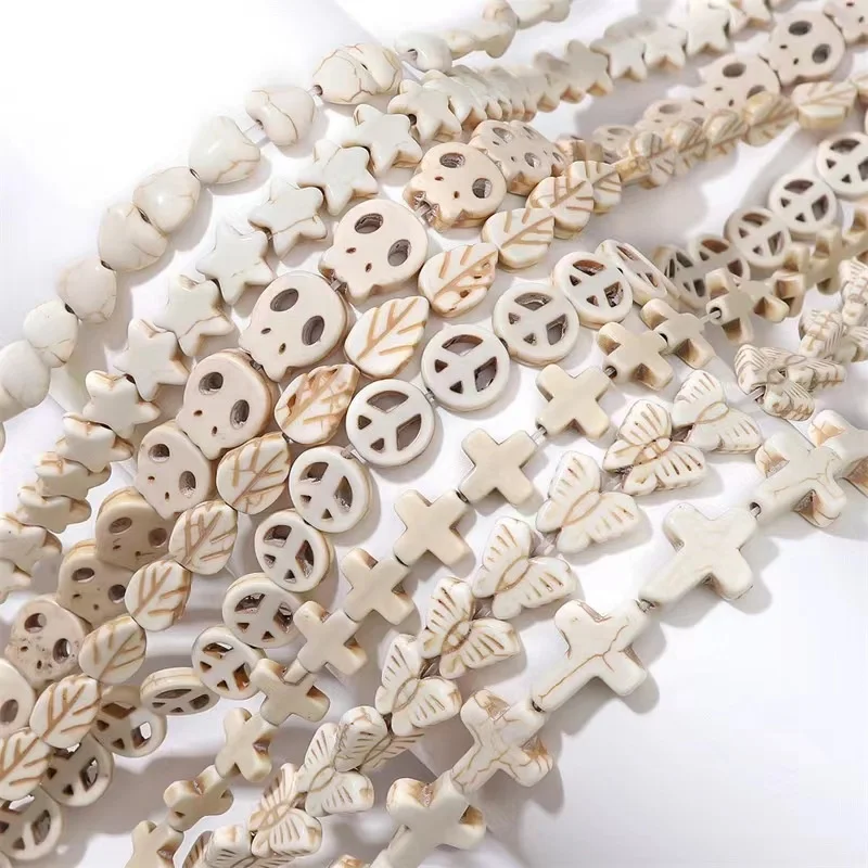 9*13mm, 12*18mm leaf white and blue natural gemstone turquoise beads