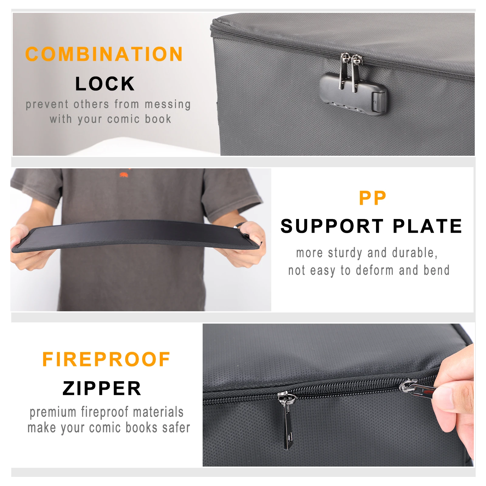 Newest File Box With Lock Fireproof Document Box Silicone Coated Dust Proof Collapsible File Organizer