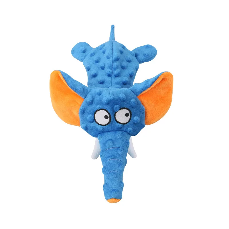 Fast Shipping Hot Sales Long Shape Blue 30cm Dog Chew Toy Stuffed Animal Elephant Lying Dog Plush Chew Toys