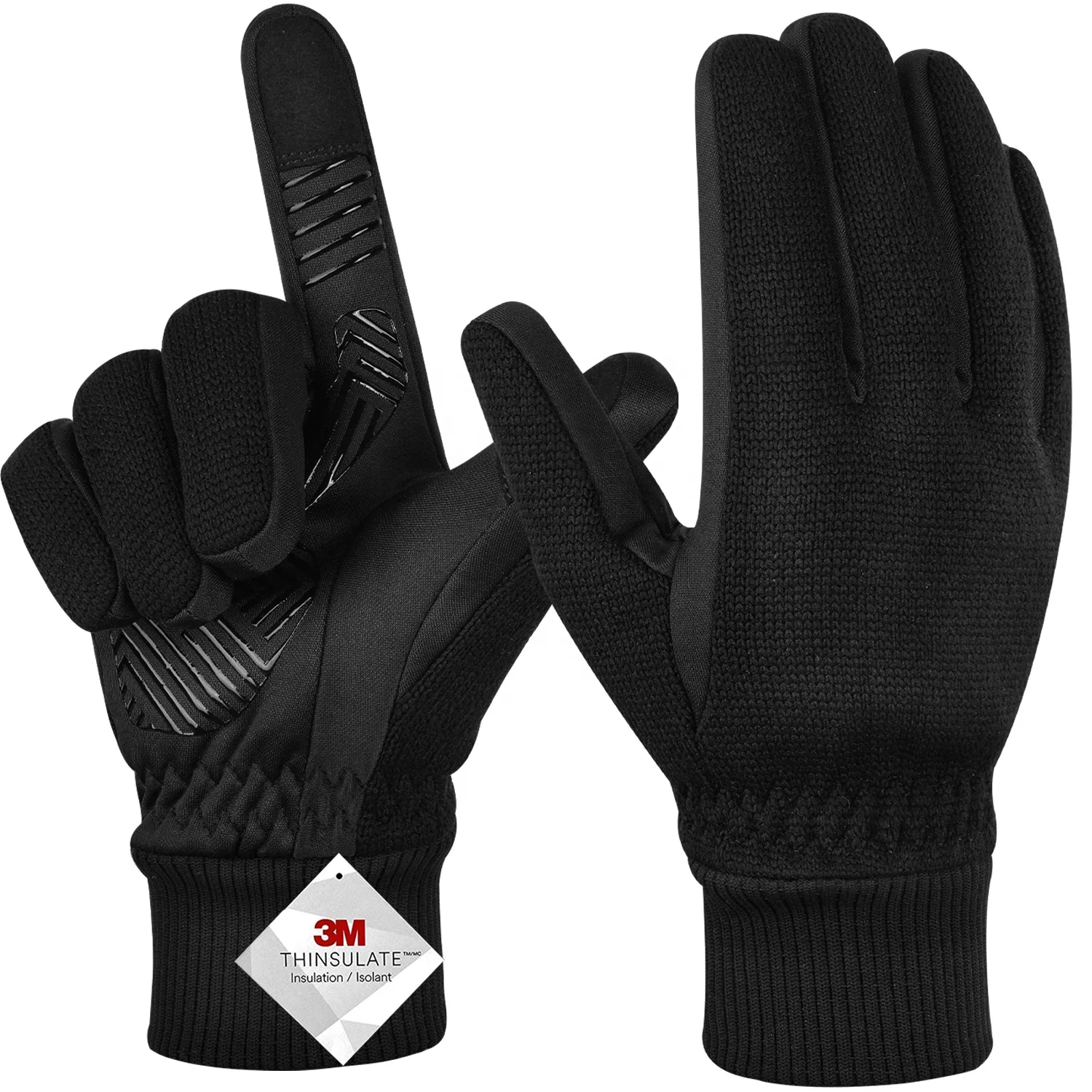 3M Thinsulate Full Finger Winter Knitted Cotton Warm Outdoor Sports Touchscreen Non-slip Bike Cycling Ski Thermal Gloves Unisex