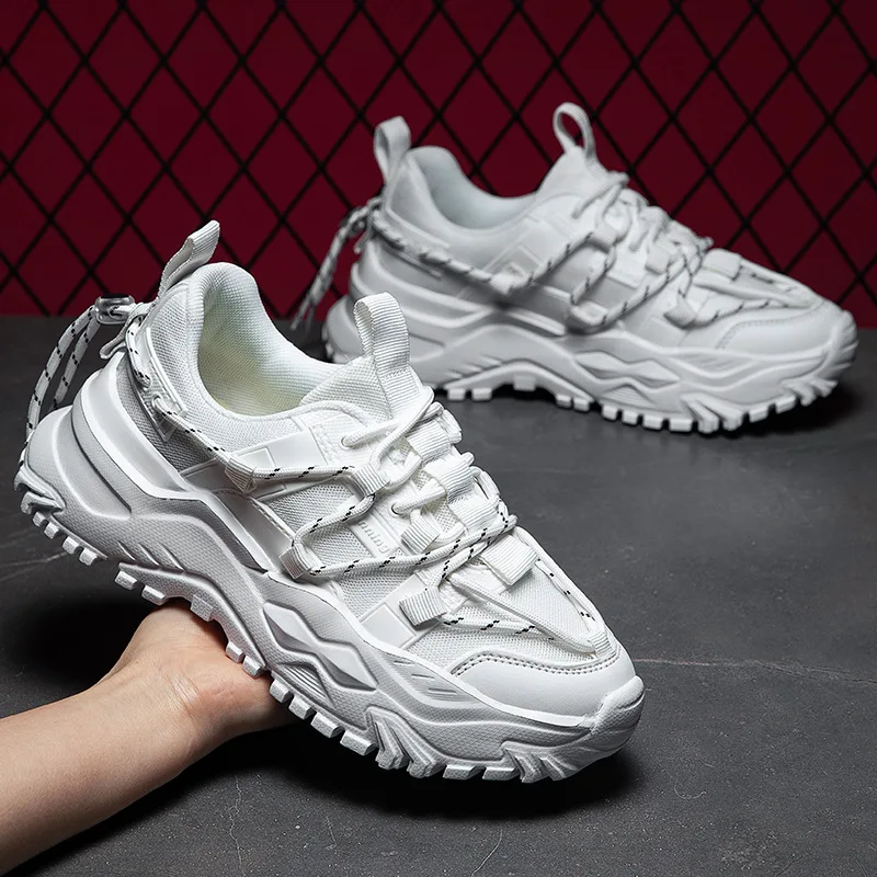 Wenzhou Factory Footwear White Tennis Sneakers Casual Height Increasing Chunky Mesh Cushioning Walking Style Shoes For Women