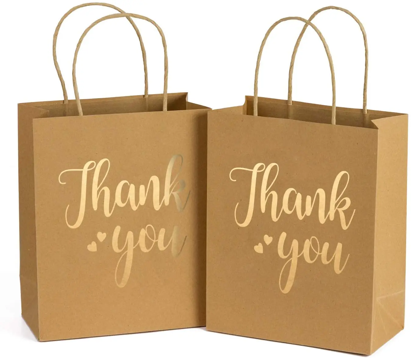 custom Brown kraft wax coated paper food packaging  thank you paper bag