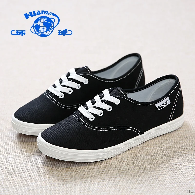 H2015 HUANQIU cheap women red low rubber flat canvas rubber shoes