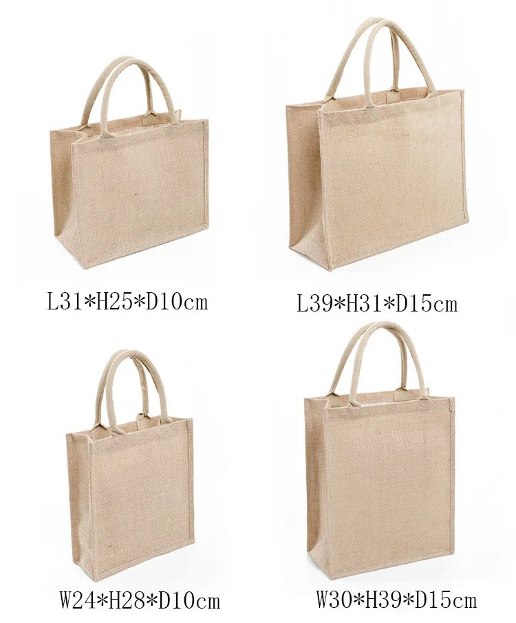 Custom Logo Eco Reusable Cloth Carrying Tote laminated PVC coated Gift grocery brown jute tote bag