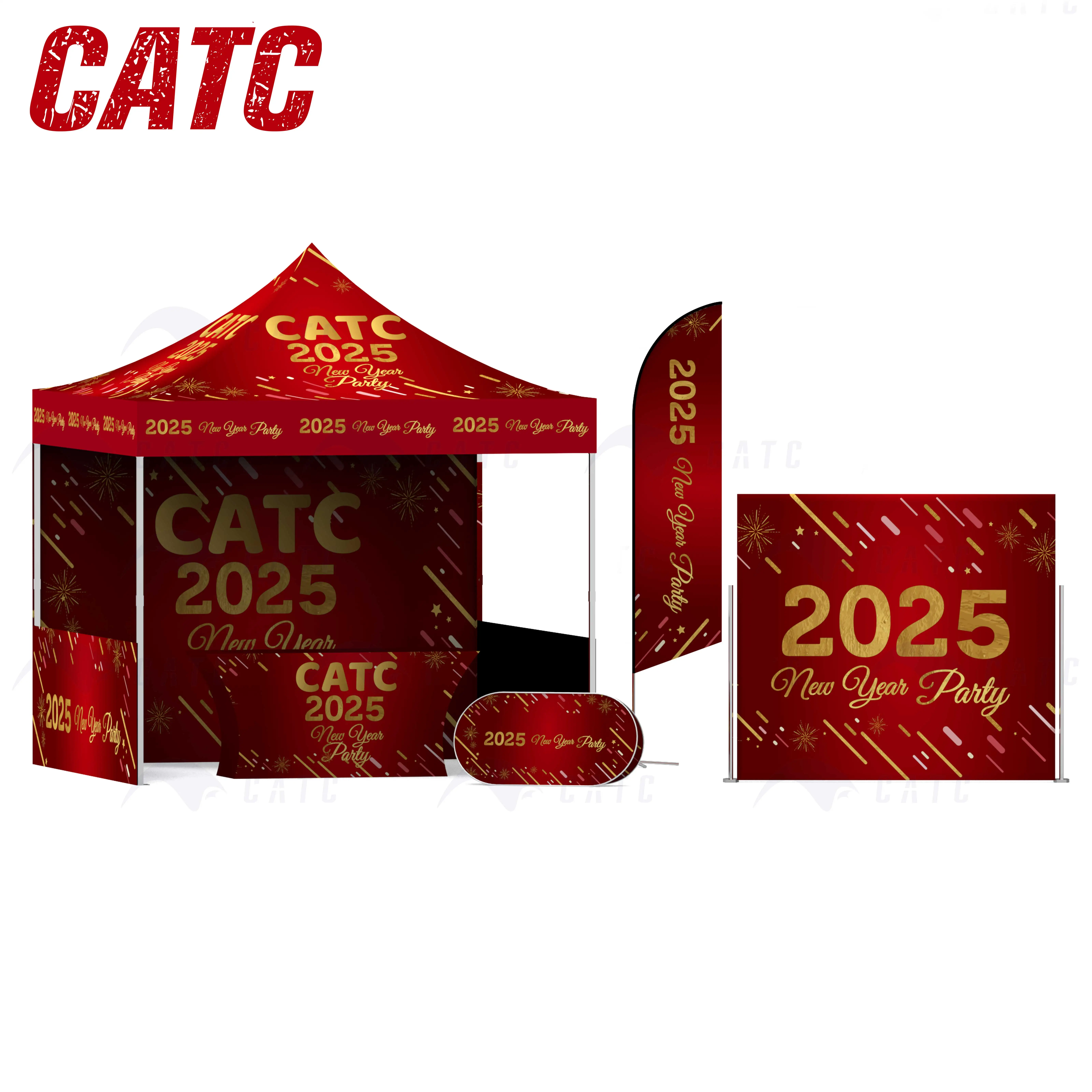 CATC New Arrivals Happy New Year Outdoor Party Tent Heavy Duty Aluminum Frame Canopy Tent Folding Stretch Tent for Events