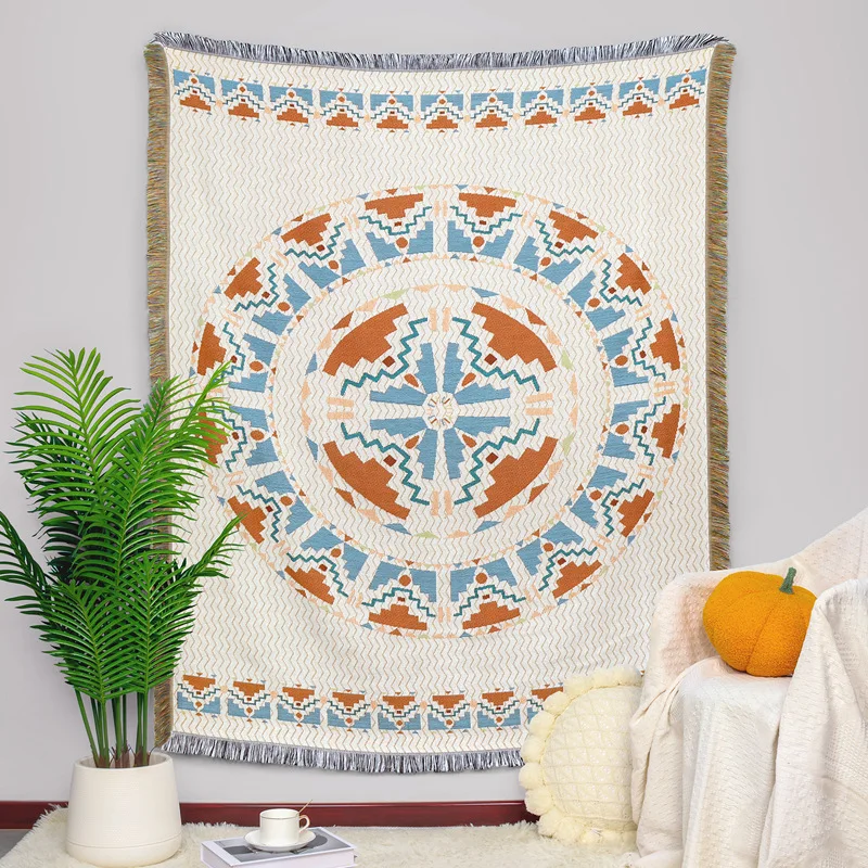 Custom Persian boho style Woven mat Jacquard blanket Tapestry