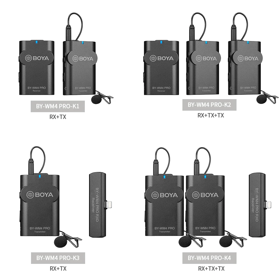 BOYA BY-WM4 PRO Lavalier Lapel Wireless Microphone 2 on1 System Mini Mic for Canon Nikon Sony DSLR Camera Recording Interview