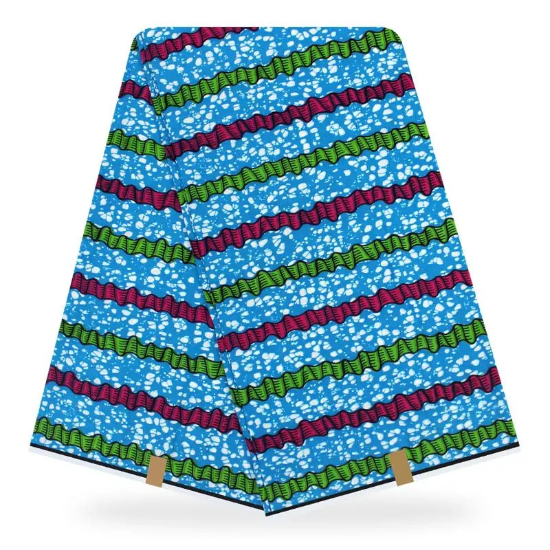 
Latest fancy blue african cotton wax print stretch fabric for women 