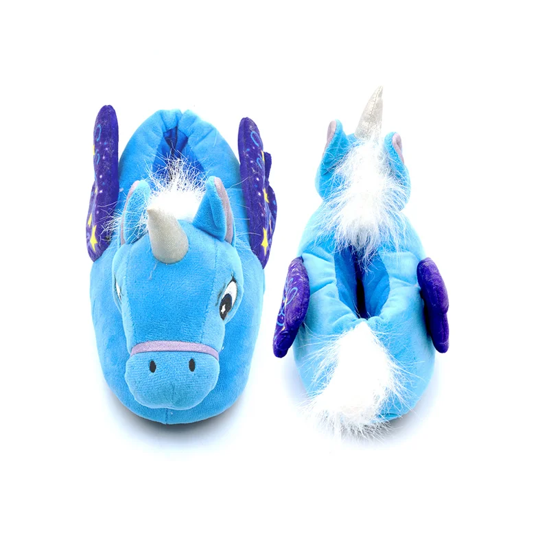 3D Cartoon Unicorn Warm Cotton Slippers Custom Home Cute And Fluffy Animal Print Slippers High Quality Shoes