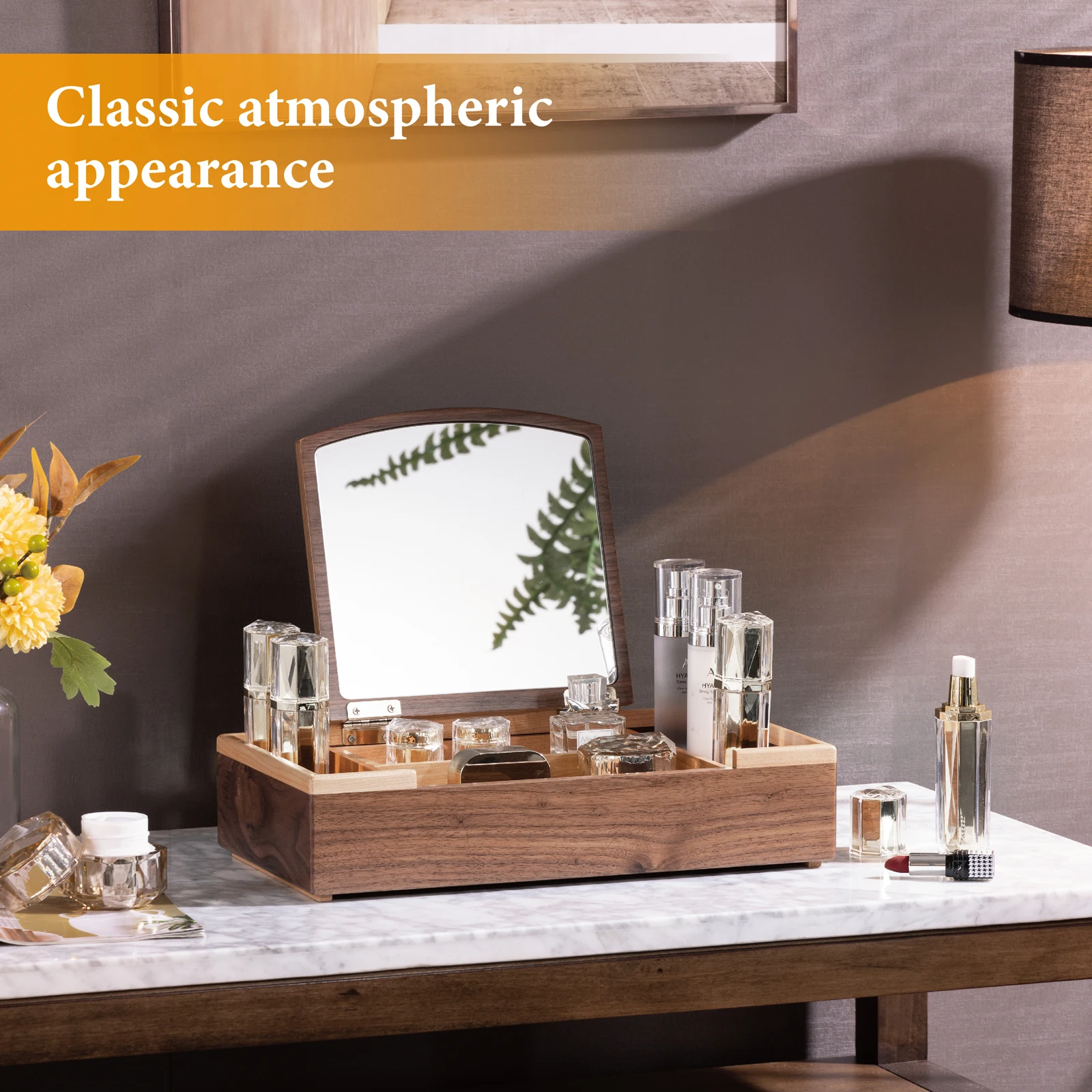 Luxury craft gifts jewelry case large capacity cosmetic organizer box storage makeup with wooden