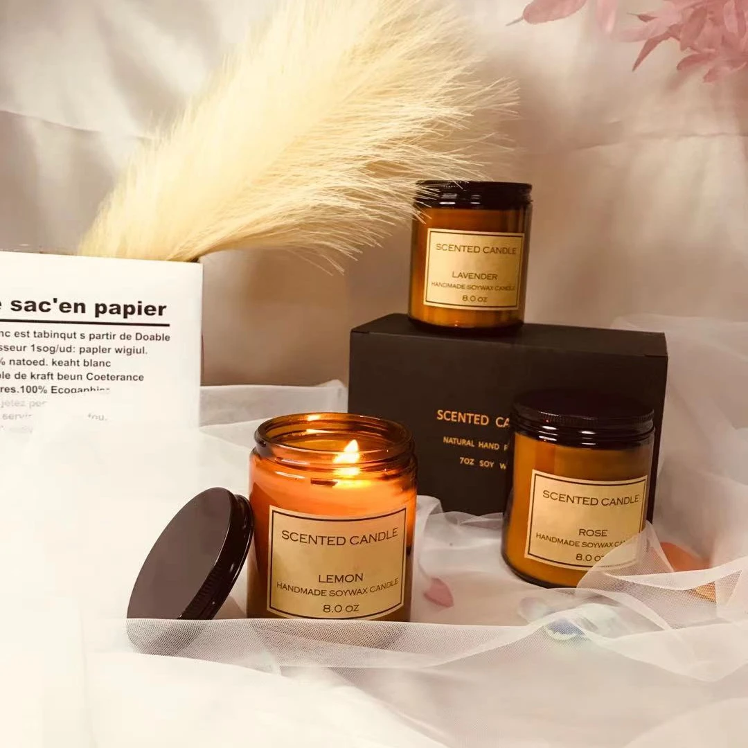 Ароматические свечи, на улице и в помещении чистый соевый воск 3-Wick с ароматическая свеча, с сильным ароматом