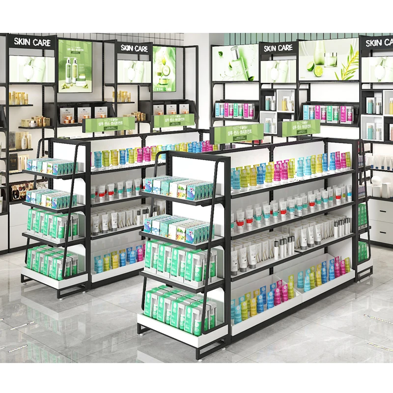 Meicheng Beauty Shops Makeup Display Showcase Nordic Center Display Cabinet Gondola Shelving For Boutique