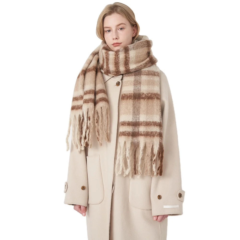 Wholesale custom print logo plaid soft men woman pashima winter shawl imitation pashmina cashmere scarf for women winter