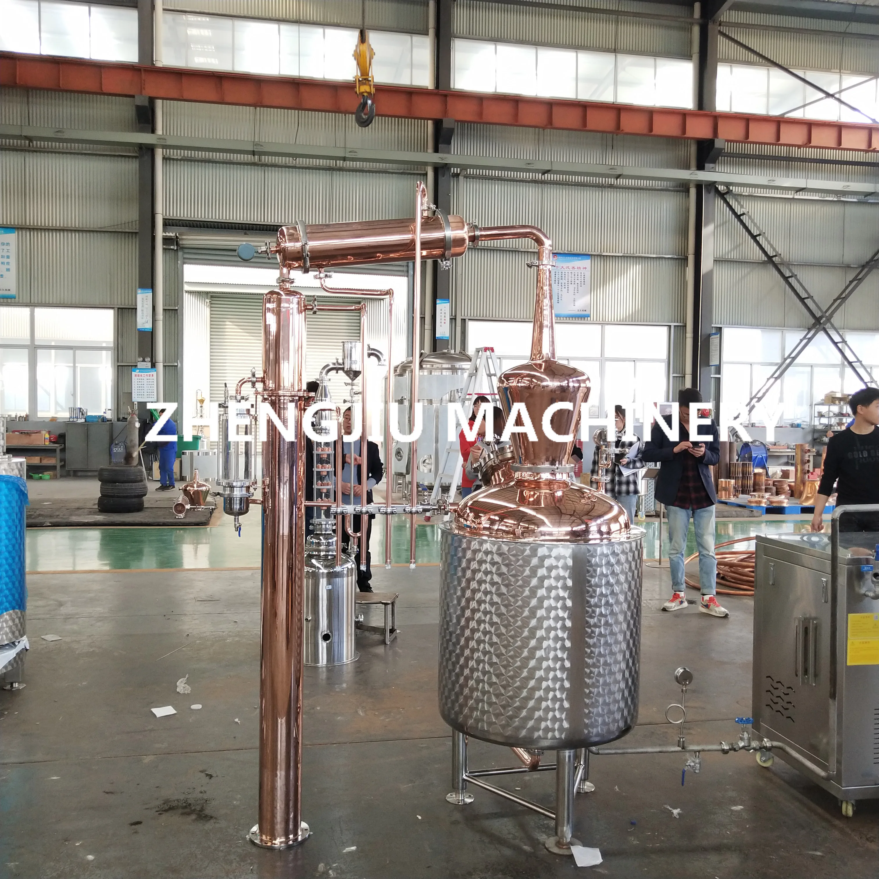 rose water distilling line alembic copper distillation essential oil distiller