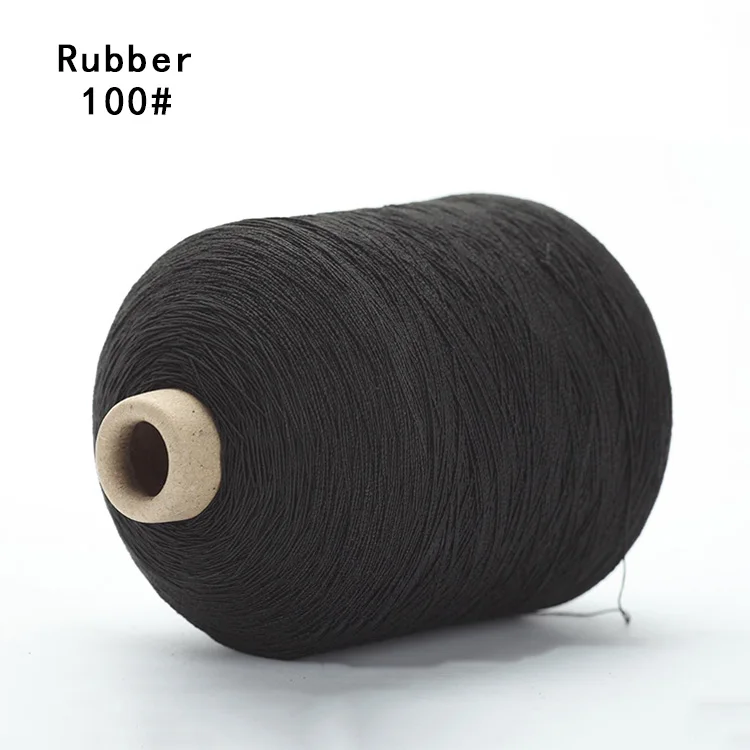 factory price high quality latex cover polyester elastic thread for socks 100# black rubber yarn