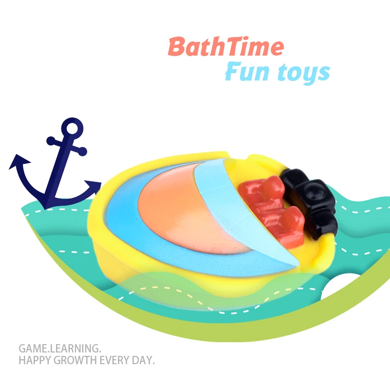Eco-friendly Vinyl PVC Bath Toys Boat Ship For Kids Baby Swimming Cognitive Floating Toy Play Set For Kids Toddlers