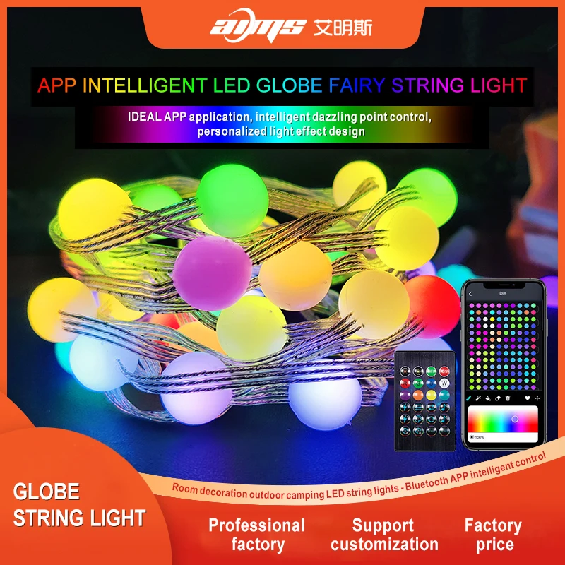 decoration lights Globe Fairy String Lights with wifi Music Control&TUYA WIFI Control 5M 50LEDS 10M 100LEDS DIY Shape Lights