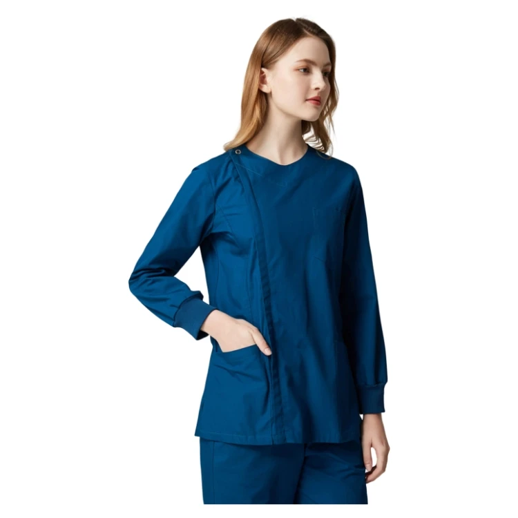 healthcare anti wrinkle long sleeve graphite medical plus size stainless zipper jacket aesthetic nursing scrubs uniforms sets